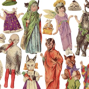 Halloween Paper Doll Printable Costume Paper Dolls Digital Download Item #397