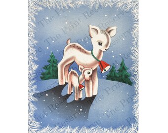 Printable Retro Christmas Card Instant Download Vintage Image Holiday Card