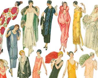 Afdrukbare kortstondige art deco jaren 20 mode clipart instant digitale download afbeeldingen #231