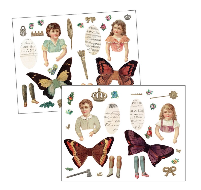 Printable Victorian Paper Doll Collage Kit Instant Digital Etsy Canada