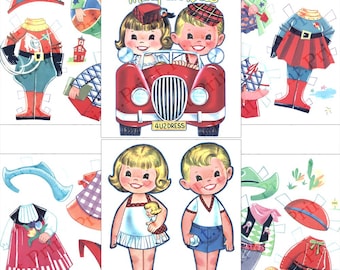Mary and Bill Vintage Paper Doll Book Printable Digital Download