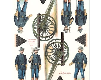 US Artillery Paper Soldier: Antique Toy Printable (Digital Download)