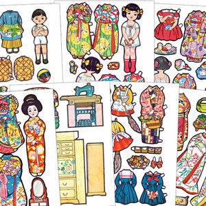 7 Paper Doll Printable Pages Clipart Doll House Digital Download