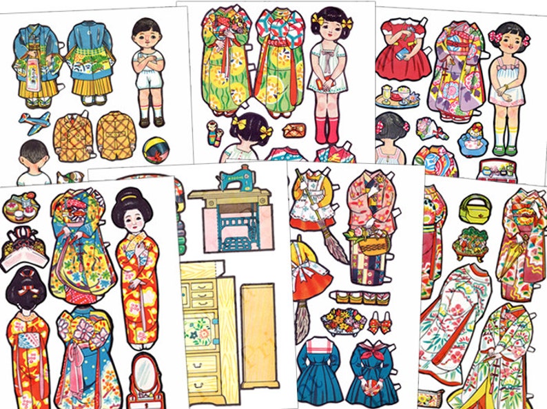 7 Paper Doll Printable Pages Clipart Doll House Digital - Etsy