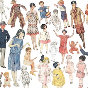 Vintage Kids Clip Art Deco Fashion Collage Printable Instant Download Item #244