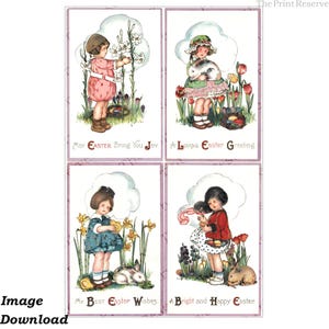 Frühling Clipart Postkarte Tulpe Osterhase Blumen Printable Artikel #215