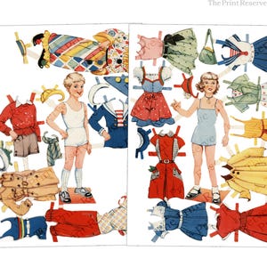 Image en téléchargement numérique Paper Doll des années 1950, article illustré n° 352
