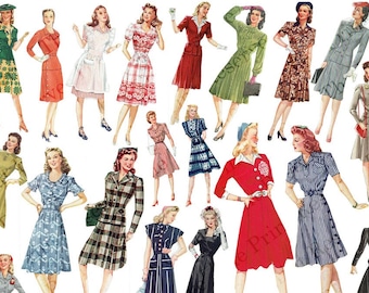 Retro Clipart 1950s Women Fashion Clipart Digital Download Image #201