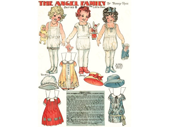 Printable Paper Dolls Angel Family The Little Ones Penny Ross Etsy