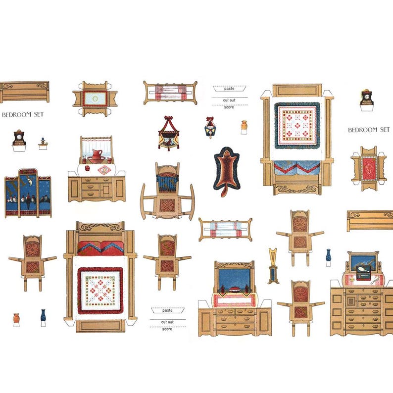 Paper Doll House Furniture Bedroom Set Printable Digital Download - Etsy