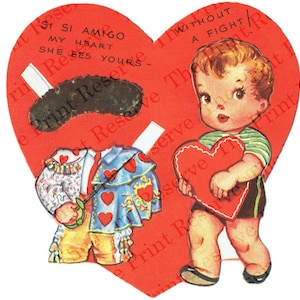 Printable Valentine Printable Paper Doll Instant Digital Download