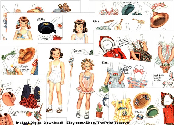 Paper Doll Printable Girls Kids Toys Craft Kit Instant Digital Download 