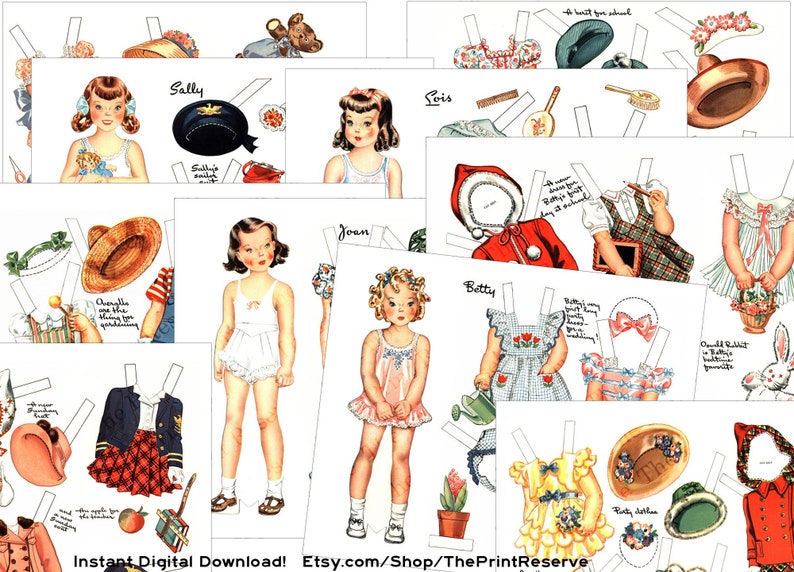 Paper Doll Printable Girls Kids Toys Craft Kit Instant Digital Download image 2