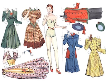 Vintage Paper Doll Printable Art Image Digital Download