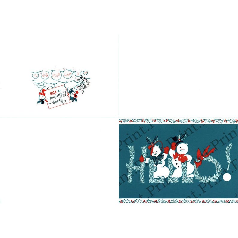 Vintage Christmas Printable Snowman Card Image Digital Download - Etsy