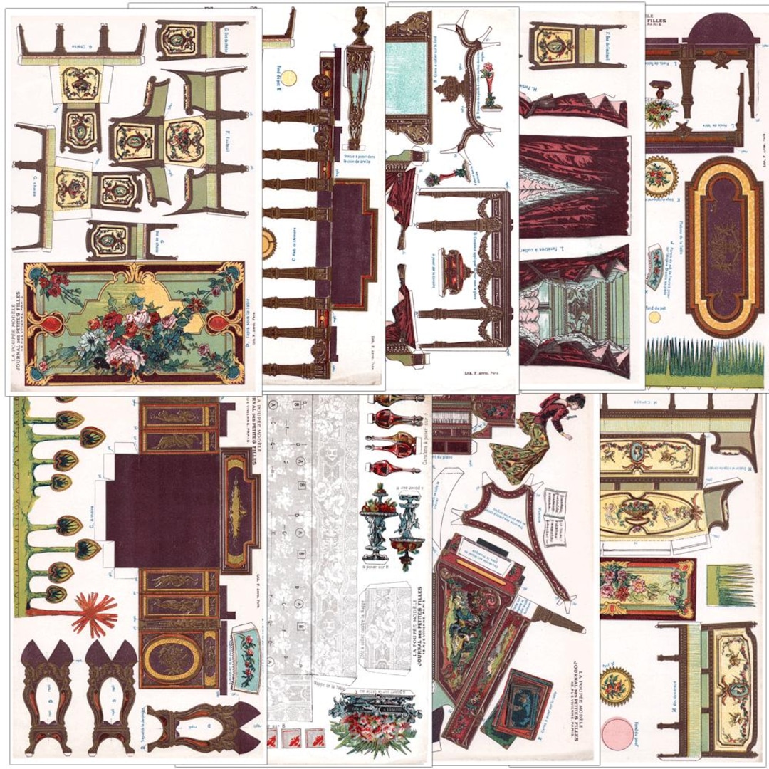 Printable Furniture Paper Doll House Victorian Digital Download Image ...