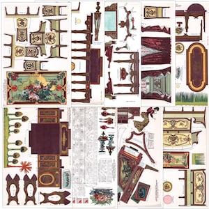 Printable Furniture Paper Doll House Victorian Digital Download Image Item #505