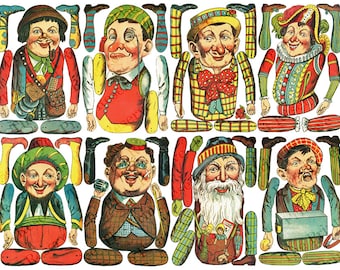 Ledad pappersdocka, utskrivbar, digital nedladdning, clipart