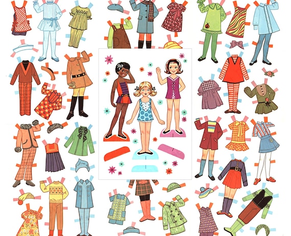 Printable Paper Doll Friends Children Kids Digital Download