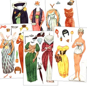 Baguette magique princesse en papier poupée des années 1960 imprimable en téléchargement numérique, article n° 354