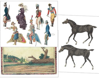 Antique Equestrian Paper Doll Horse Riding Image Clip art