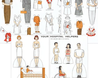 Hospital Helpers Paper Doll Nurse Doctor Kids Printable Digital Download