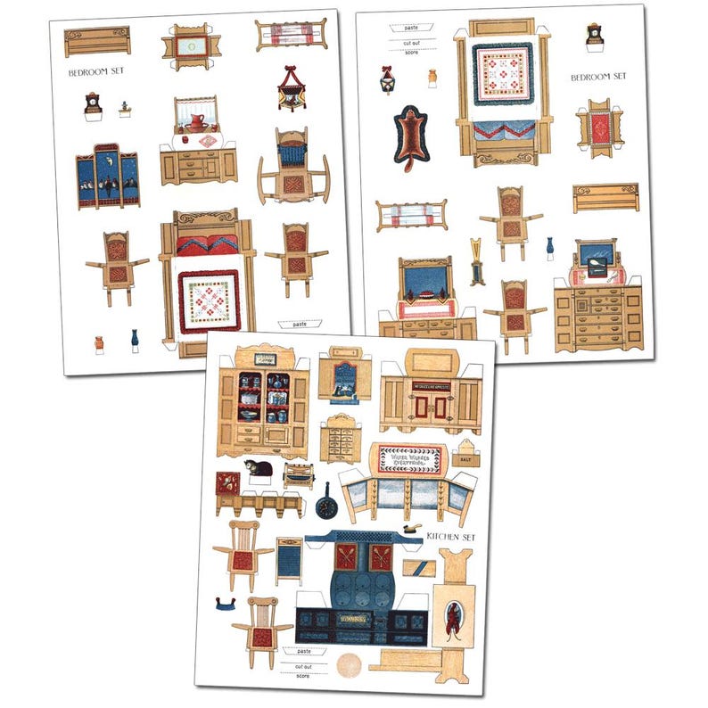 Paper Doll House Furniture Miniature 6 Pages Printable Digital Download ...