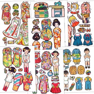 7 Pagine Stampabili di Bambole di Carta Clipart Casa delle Bambole Download Digitale Articolo n. 301