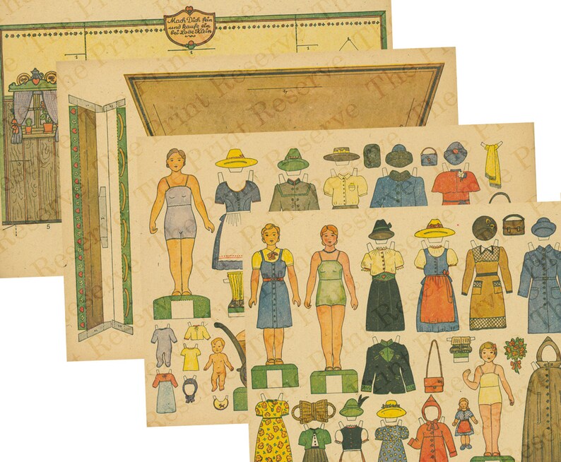 Paper Doll Clothing Store Printable 4 pages Antique German Etsy