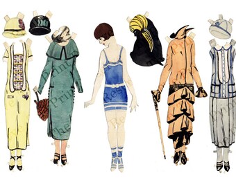 Printable Paper Doll 19s Fashion Art Deco Flapper Digital Etsy