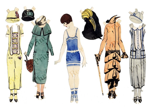 Printable Paper Doll 1920s Fashion Art Deco Flapper Digital | Etsy