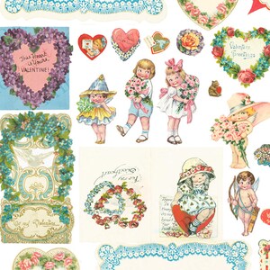 Valentines Ephemera Digital Download Printable  Images Clip Art 2 Pages
