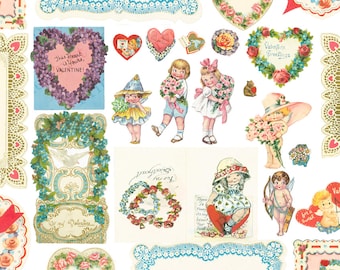 Valentines Ephemera Digital Download Printable Images Clip Art 2 Pages