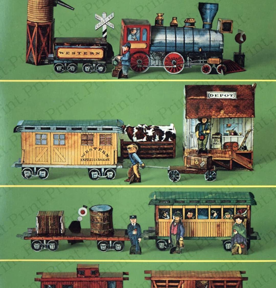 Trains Paper Model Printable Digital Download Train Depot - Etsy