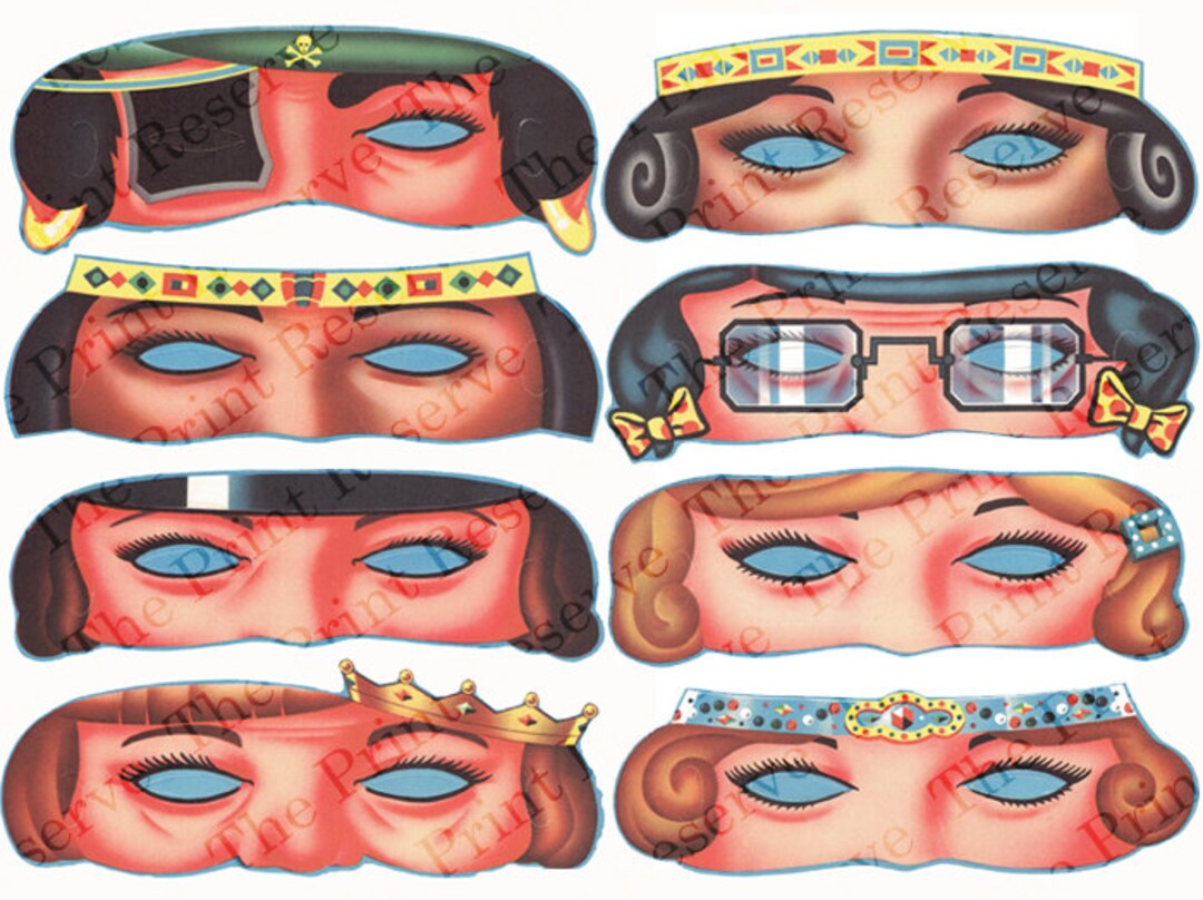 Printable Mask Set Halloween Masks Paper Masks Half Masks Group Costume ...