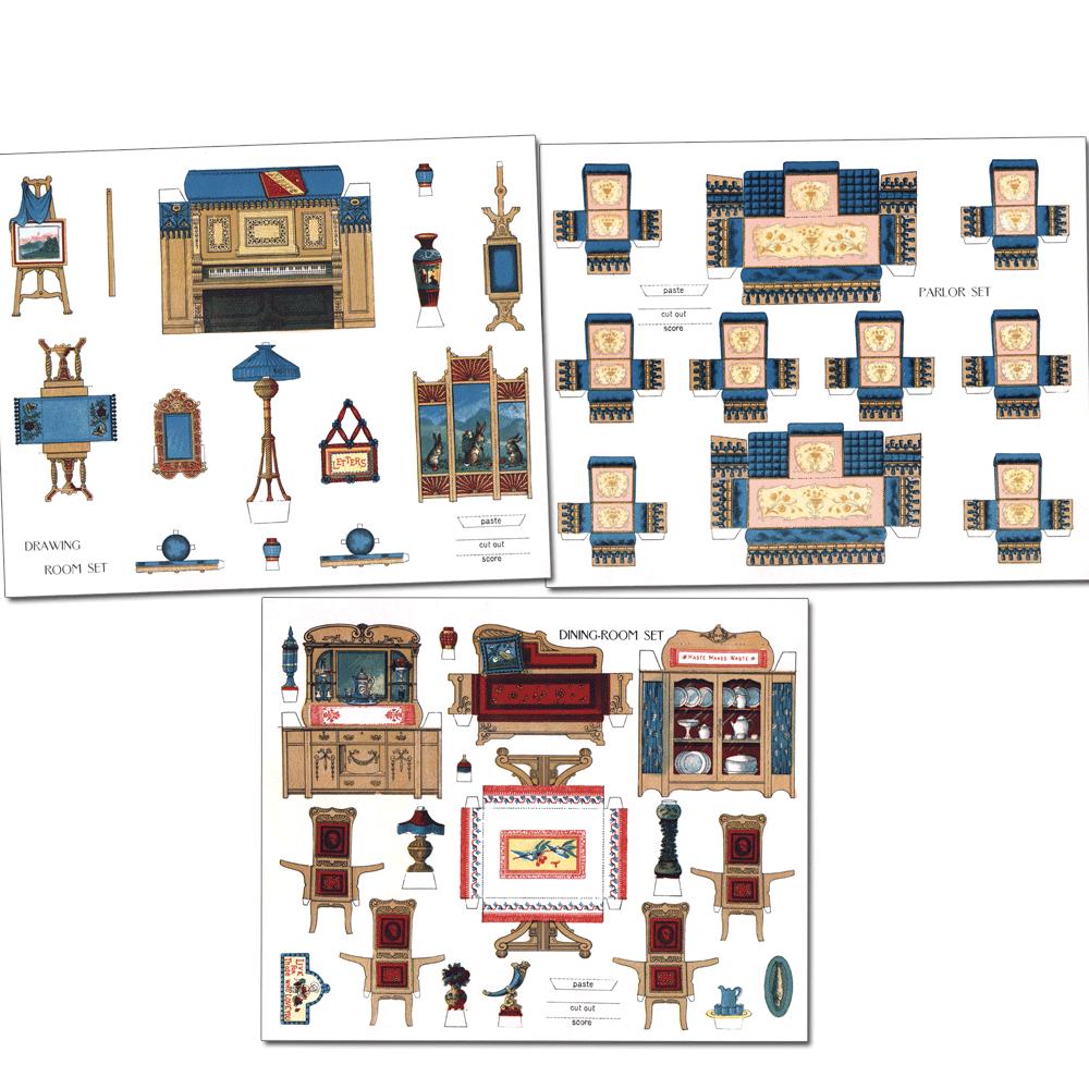 Paper Doll House Furniture Miniature 6 Pages Printable Digital Download ...