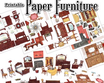Printbare miniatuurmeubels en accessoires voor poppenhuizen (digitale download)