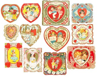 Descarga digital de San Valentín: 12 imágenes prediseñadas retro de San Valentín