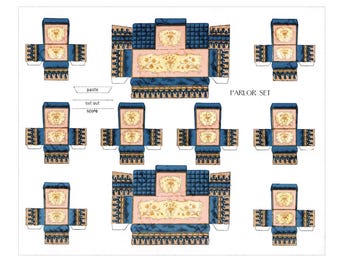Paper Doll House Furniture Parlor Printable Digital Download