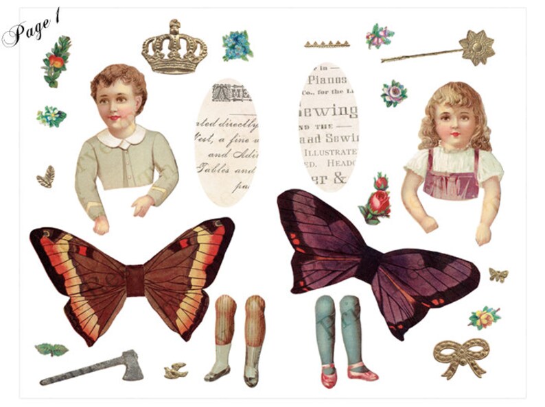 Printable Victorian Paper Doll Collage Kit Instant Digital Etsy Canada