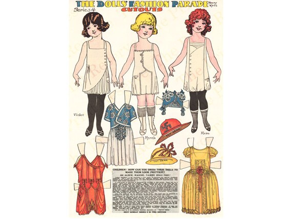 Printable Paper Dolls Angel Family Penny Ross Fashion Parade Etsy