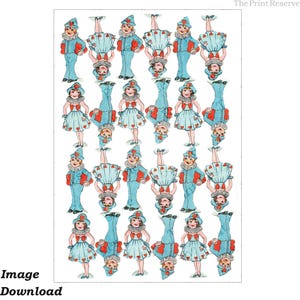 Valentine Clipart Children Paper Doll Hearts Digital Download Printable Item #905