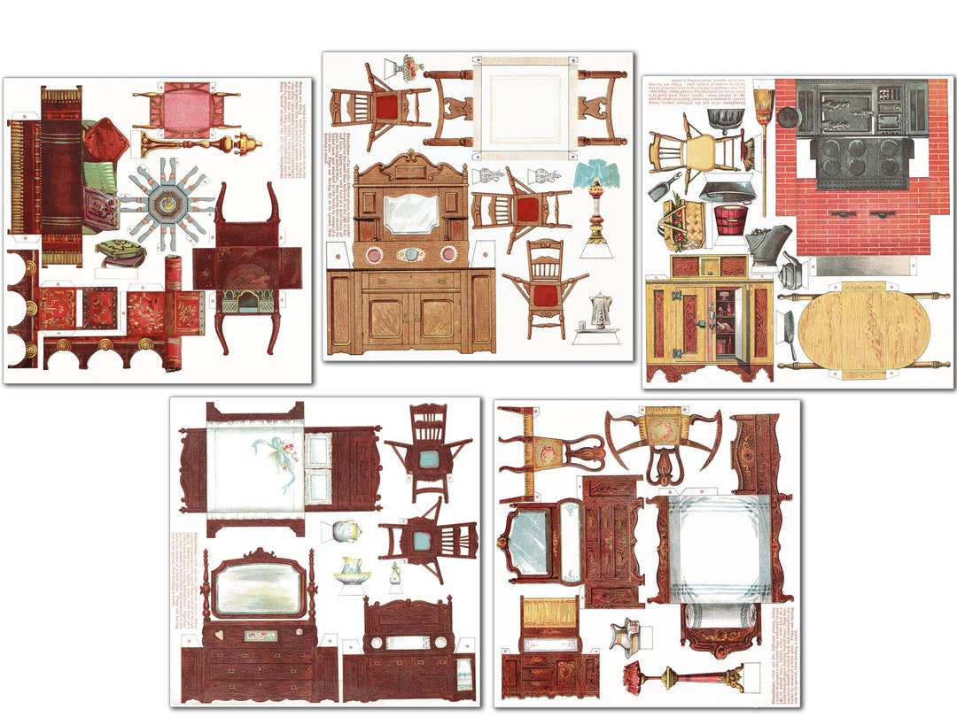 Pop-up Paper Dolls House Diorama Study/office Printable Kids