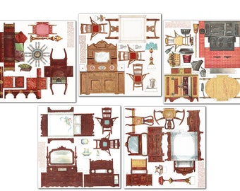 Paper Doll House Furniture Paper Doll Printable Digital Download