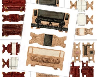 Muebles de papel antiguos, descarga digital, miniatura imprimible para casa de muñecas n.° 503