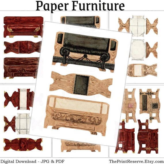 Antique Paper Furniture Digital Download Dollhouse Printable Miniature Item  #503