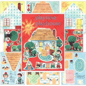 Paper Dollhouse Playtime Play House & Furniture Paper Dolls Digital Download Item #502