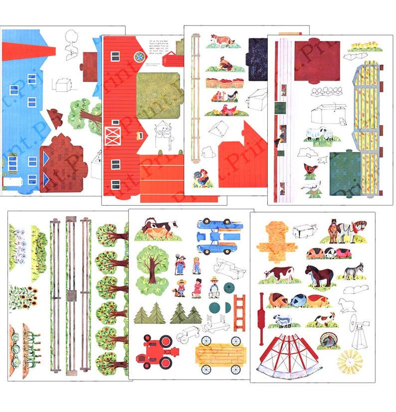 Paper Model Farm Building Farm Paper Craft Model Printable Digital Download - Etsy