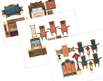 Paper Doll House Furniture Miniature Printable Digital Download