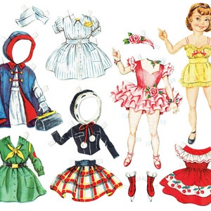 Retro Printable Paper Doll Image Instant Digital Download